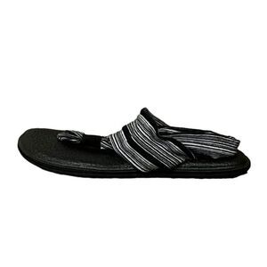 Sanuk Women's Yoga Sling 2 Black/White SWS10001 Slingback Sandals Shoes Size 6